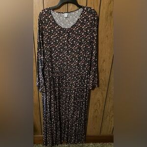 Floral Long Sleeve prairie style dress by old navy XXL